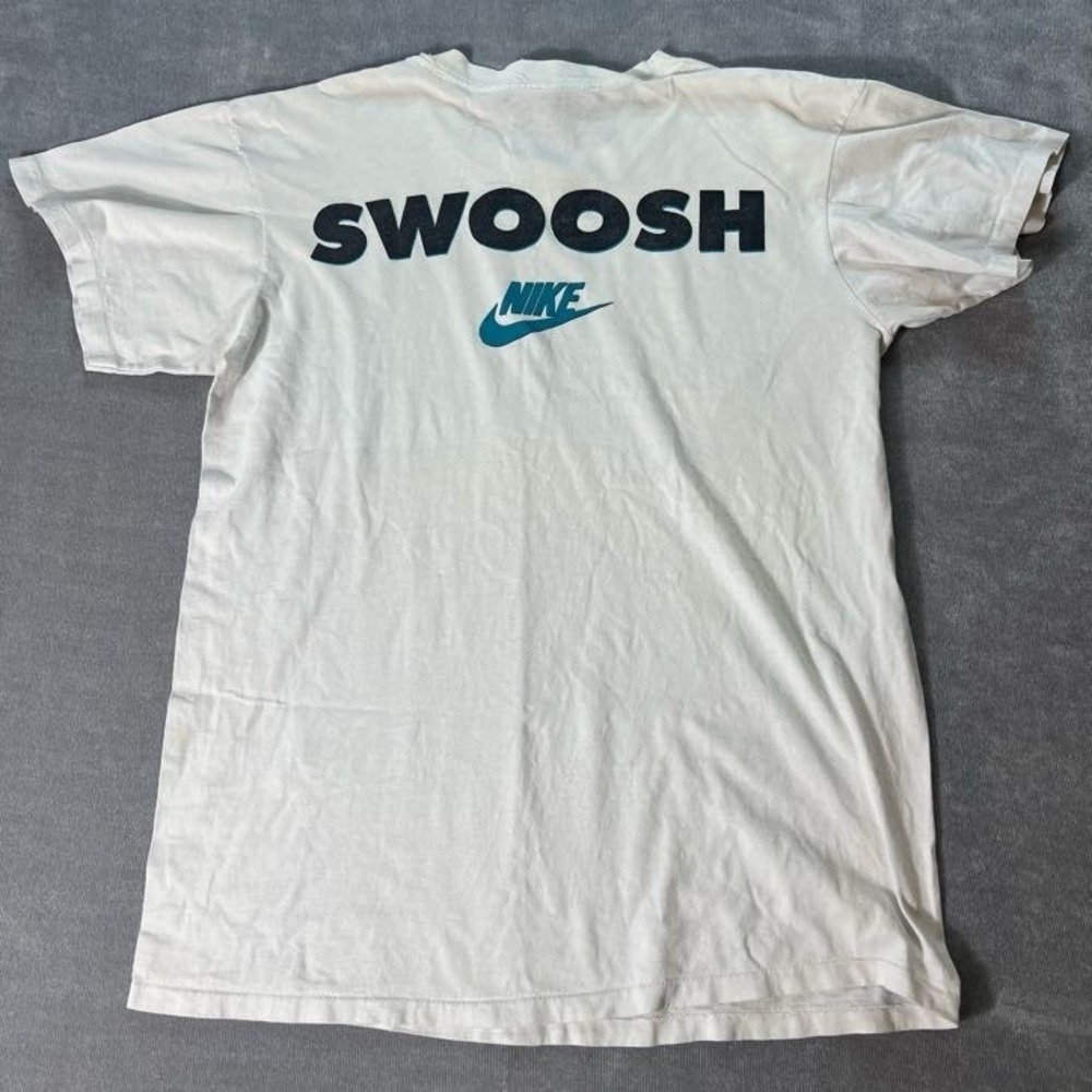 Nike Mens XL Vintage Swoosh T Shirt White Teal USA Single Stitch 90s Graphic - Picture 8 of 12